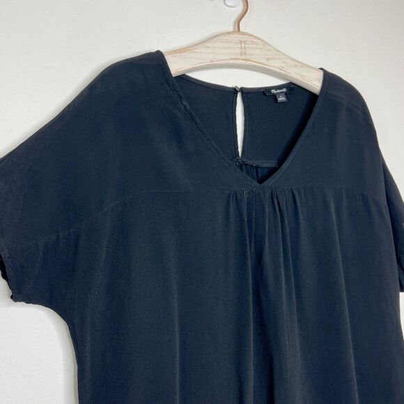 Madewell Rhyme Womens Top Size Small Black Relaxed Fit Short Sleeve Boxy Blouse - Picture 4 of 6